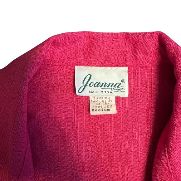 Vtg Joanna Power Blazer Jacket, Sz M Hot Pink Unlined 3/4 Sleeve, Buttonless - Picture 7 of 10